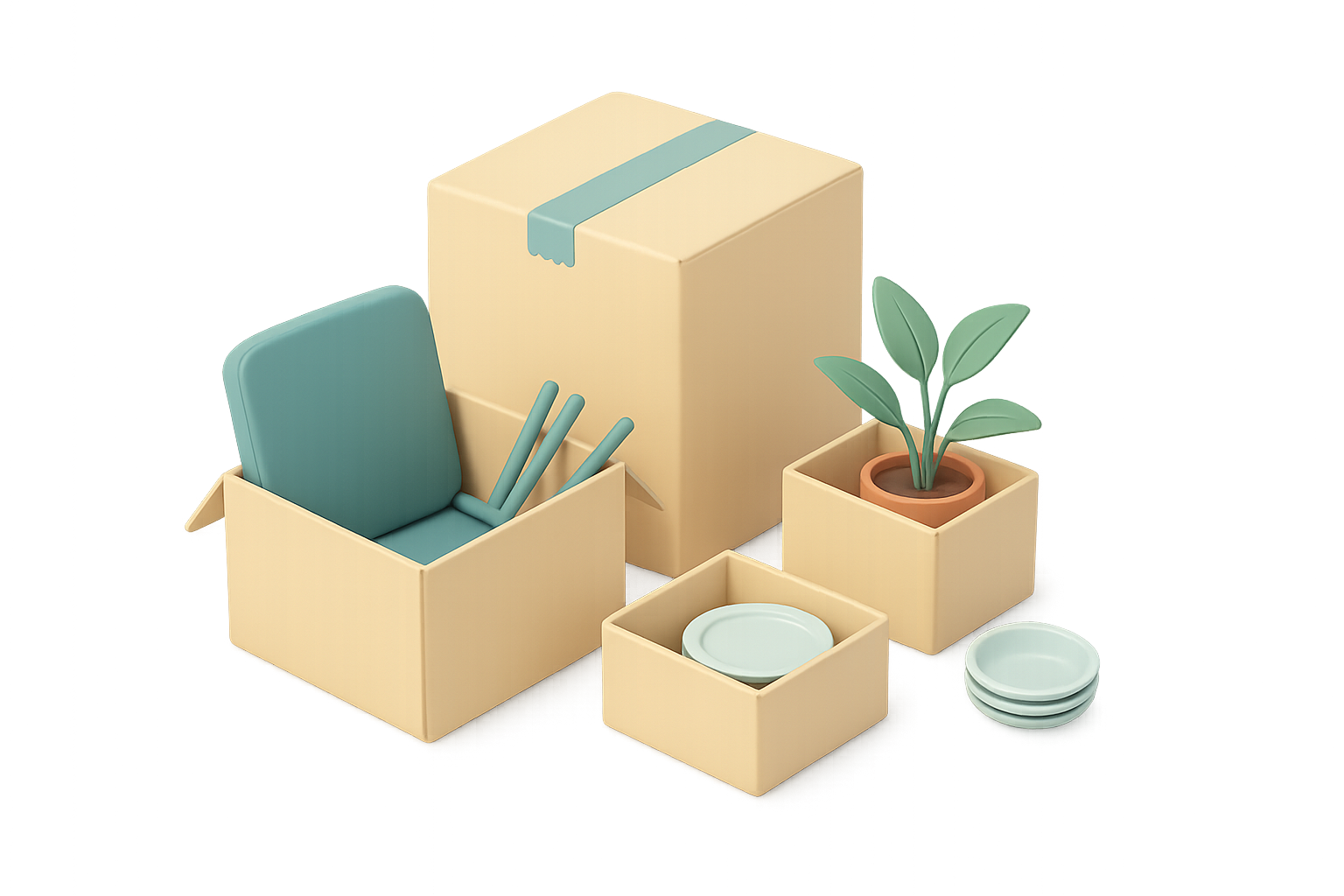 Some packing boxes.